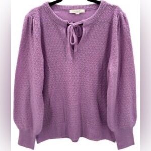 LOFT Lavender Crew Neck Sweater with Bow Detail - Size Medium
